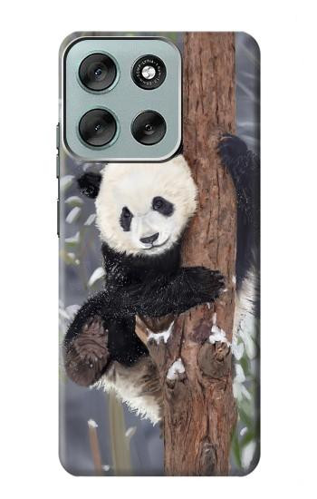 S3793 かわいい赤ちゃん雪パンダのペイント Cute Baby Panda Snow Painting Motorola Moto G56 バックケース、フリップケース・カバー