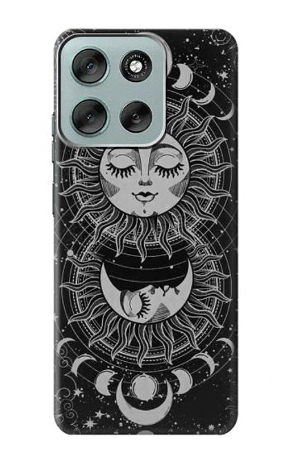 S3854 神秘的な太陽の顔三日月 Mystical Sun Face Crescent Moon Motorola Moto G56 バックケース、フリップケース・カバー