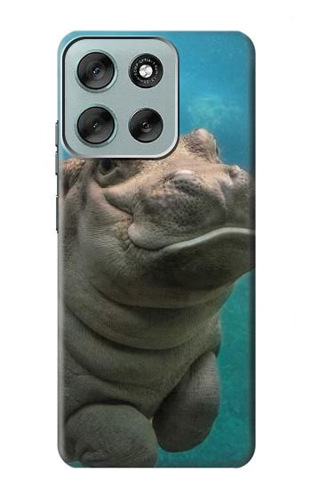 S3871 かわいい赤ちゃんカバ カバ Cute Baby Hippo Hippopotamus Motorola Moto G56 バックケース、フリップケース・カバー