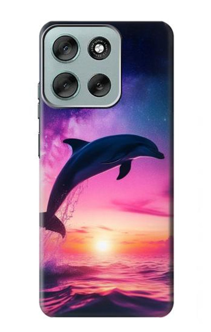 S3980 イルカの夕焼けと天の川 Dolphin Sunset Milky Way Motorola Moto G56 バックケース、フリップケース・カバー