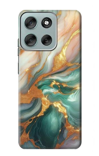 S3993 緑の大理石 金の静脈 Green Marble Gold Veins Motorola Moto G56 バックケース、フリップケース・カバー