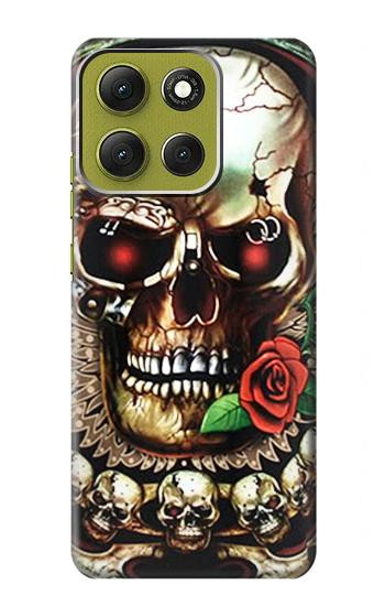 S0753 スカル 翼 バラ パンク Skull Wing Rose Punk Motorola Moto G86 バックケース、フリップケース・カバー