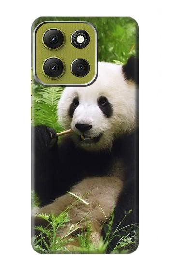 S1073 パンダは食べるのが楽しみ Panda Enjoy Eating Motorola Moto G86 バックケース、フリップケース・カバー