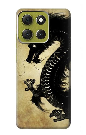 S1482 ブラックドラゴン絵画 Black Dragon Painting Motorola Moto G86 バックケース、フリップケース・カバー