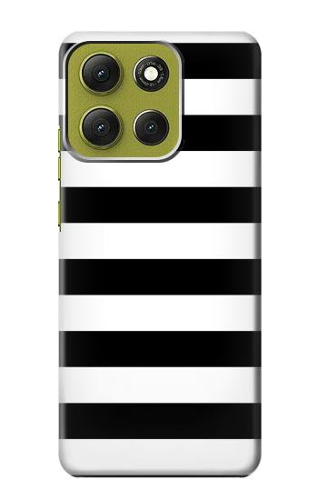 S1596 黒と白のストライプ Black and White Striped Motorola Moto G86 バックケース、フリップケース・カバー
