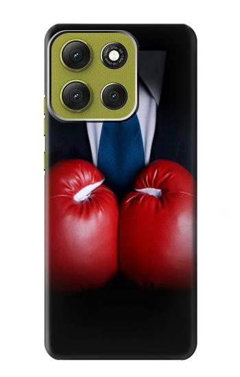 S2261 ボクシンググローブ黒スーツビジネスマン Businessman In Black Suit With Boxing Gloves Motorola Moto G86 バックケース、フリップケース・カバー