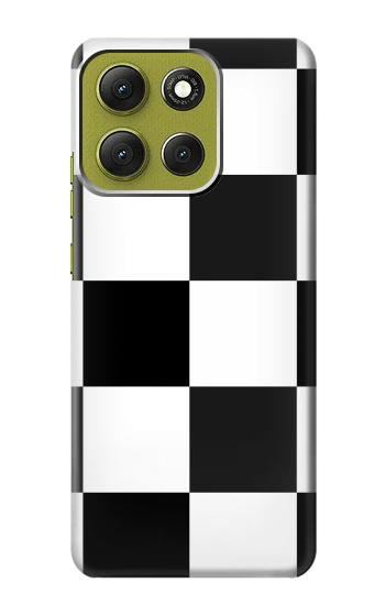 S2492 黒と白のチェッカーボード Black and White Check Motorola Moto G86 バックケース、フリップケース・カバー