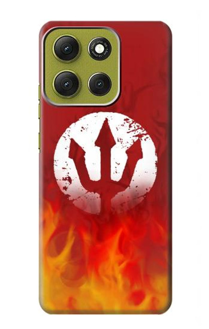 S2803 火災レッドデビル槍シンボル Fire Red Devil Spear Symbol Motorola Moto G86 バックケース、フリップケース・カバー