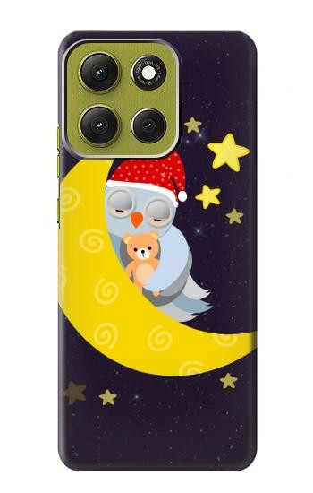 S2849 かわいいスリーピーフクロウ Cute Sleepy Owl Moon Night Motorola Moto G86 バックケース、フリップケース・カバー
