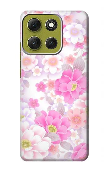 S3036 ピンクフラワーフローラ Pink Sweet Flower Flora Motorola Moto G86 バックケース、フリップケース・カバー
