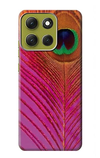 S3201 ピンクピーコックフェザー Pink Peacock Feather Motorola Moto G86 バックケース、フリップケース・カバー