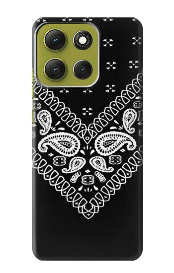 S3363 黒バンダナ Bandana Black Pattern Motorola Moto G86 バックケース、フリップケース・カバー