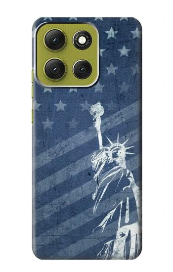 S3450 米国旗の自由の女神 US Flag Liberty Statue Motorola Moto G86 バックケース、フリップケース・カバー