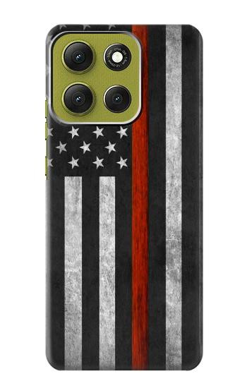 S3472 消防士細い赤線旗 Firefighter Thin Red Line Flag Motorola Moto G86 バックケース、フリップケース・カバー