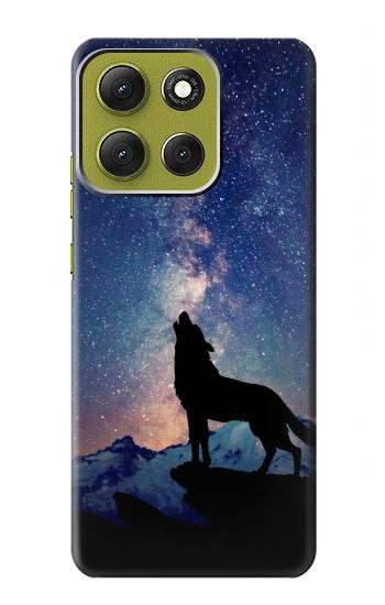 S3555 狼 Wolf Howling Million Star Motorola Moto G86 バックケース、フリップケース・カバー