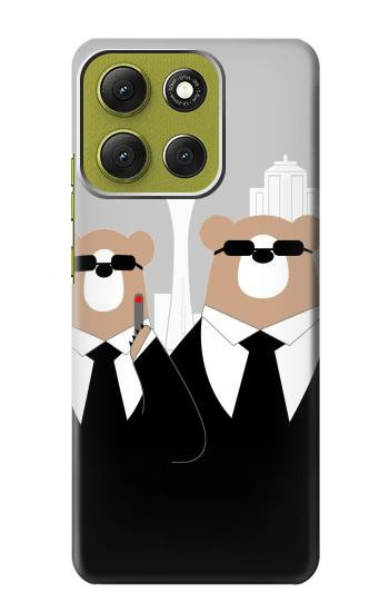 S3557 黒いスーツのクマ Bear in Black Suit Motorola Moto G86 バックケース、フリップケース・カバー