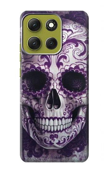 S3582 紫の頭蓋骨 Purple Sugar Skull Motorola Moto G86 バックケース、フリップケース・カバー