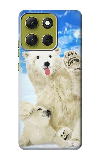 S3794 北極シロクマはシールに恋するペイント Arctic Polar Bear and Seal Paint Motorola Moto G86 バックケース、フリップケース・カバー