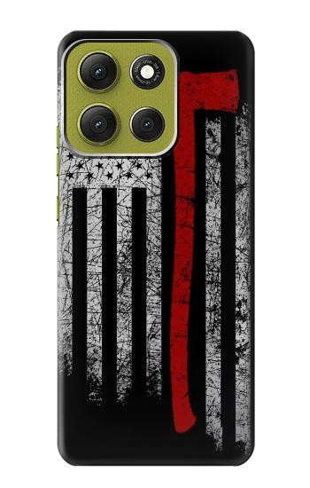 S3958 消防士の斧の旗 Firefighter Axe Flag Motorola Moto G86 バックケース、フリップケース・カバー