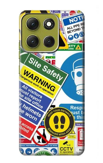 S3960 安全標識ステッカー コラージュ Safety Signs Sticker Collage Motorola Moto G86 バックケース、フリップケース・カバー
