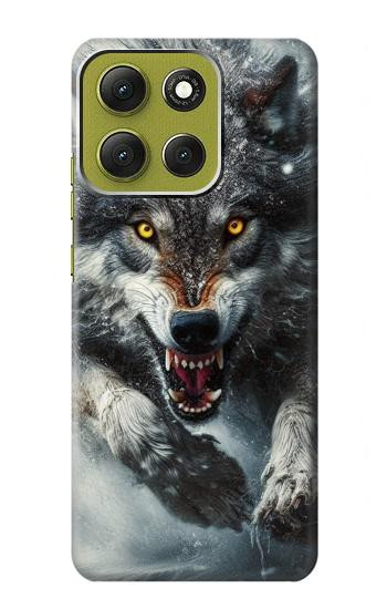 S3965 怒ったオオカミが走る Angry Wolf Running Motorola Moto G86 バックケース、フリップケース・カバー