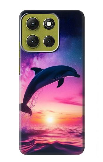 S3980 イルカの夕焼けと天の川 Dolphin Sunset Milky Way Motorola Moto G86 バックケース、フリップケース・カバー