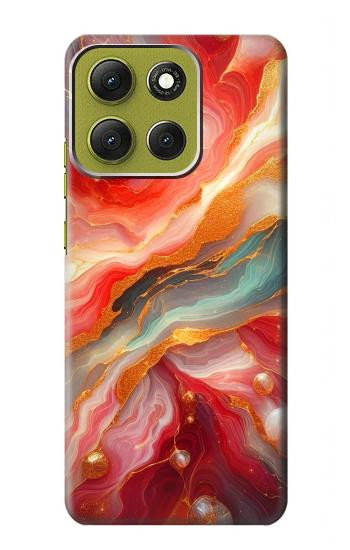 S4012 赤い大理石の金色の静脈 Red Marble Gold Veins Motorola Moto G86 バックケース、フリップケース・カバー