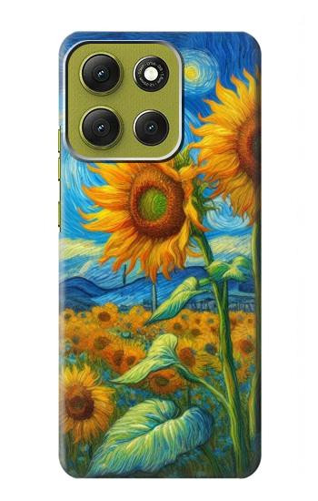 S4019 ひまわり ヴァン・ゴッホ風 Sunflower Van Gogh Style Motorola Moto G86 バックケース、フリップケース・カバー