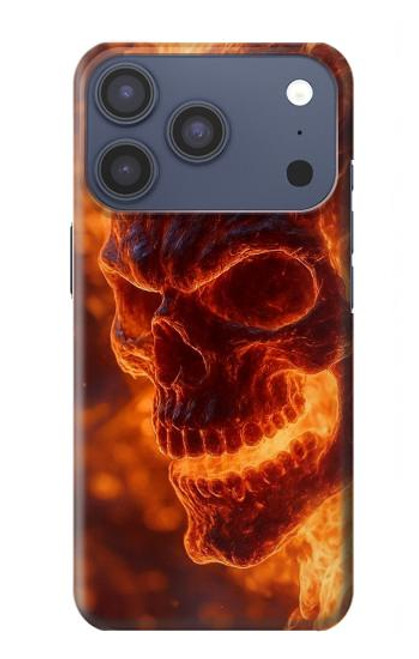 S4062 火の頭蓋骨 Fire Skull iPhone 17 Pro バックケース、フリップケース・カバー