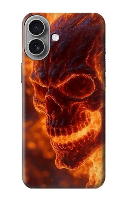 S4062 火の頭蓋骨 Fire Skull iPhone 16 plus バックケース、フリップケース・カバー