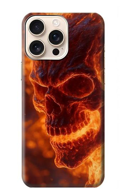 S4062 火の頭蓋骨 Fire Skull iPhone 16 pro max バックケース、フリップケース・カバー
