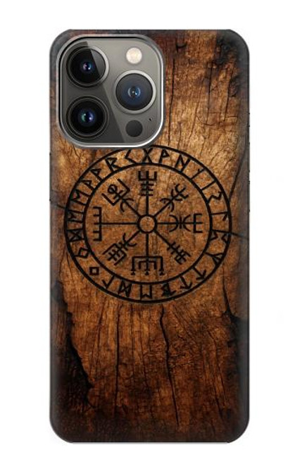 S4036 バイキングのヴェグヴィシルの木 Viking Vegvisir Compass Wood iPhone 13 Pro Max バックケース、フリップケース・カバー