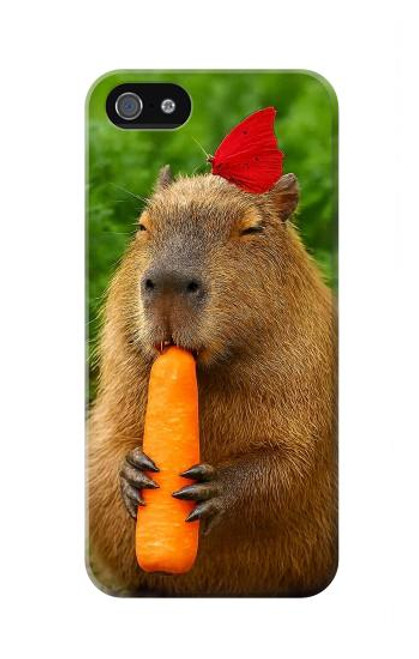 S4068 カピバラ蝶 Capybara Butterfly iPhone 5 5S SE バックケース、フリップケース・カバー