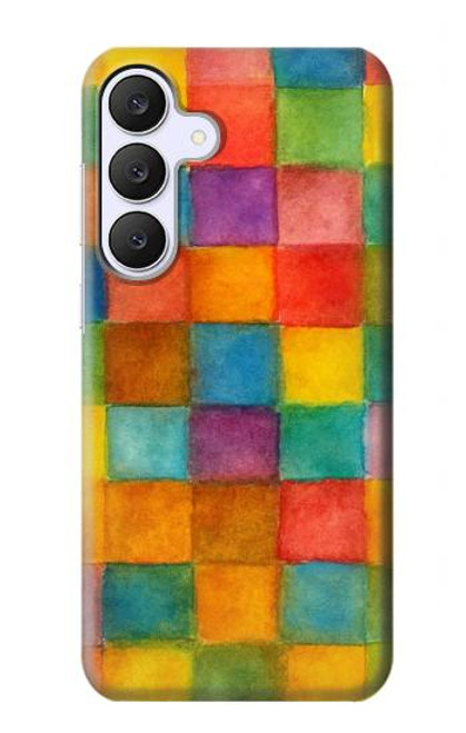 S4077 水彩画 カラフルなチェック柄 Water Color Painting Colorful Check Pattern Samsung Galaxy S25 FE バックケース、フリップケース・カバー