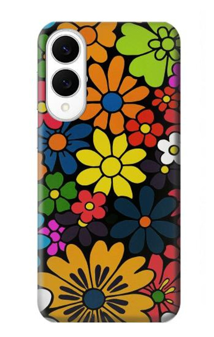 S4043 カラフルな花の漫画 Colorful Flowers Cartoon Samsung Galaxy S25 Edge バックケース、フリップケース・カバー