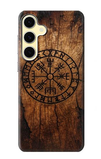 S4036 バイキングのヴェグヴィシルの木 Viking Vegvisir Compass Wood Samsung Galaxy S24 FE バックケース、フリップケース・カバー