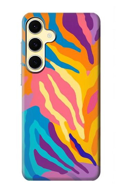 S4037 カラフルなシマウマ柄 Colorful Zebra Pattern Samsung Galaxy S24 FE バックケース、フリップケース・カバー