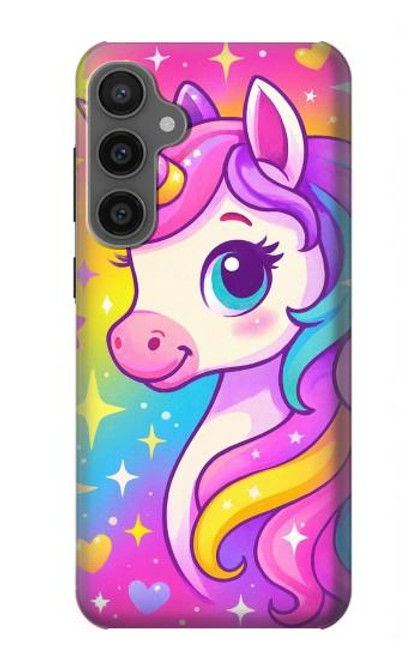 S4057 可愛いユニコーンの漫画 Cute Unicorn Cartoon Samsung Galaxy S23 FE バックケース、フリップケース・カバー