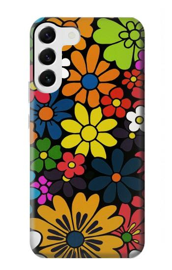 S4043 カラフルな花の漫画 Colorful Flowers Cartoon Samsung Galaxy S23 Plus バックケース、フリップケース・カバー