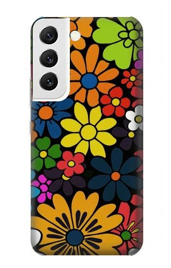 S4043 カラフルな花の漫画 Colorful Flowers Cartoon Samsung Galaxy S22 バックケース、フリップケース・カバー
