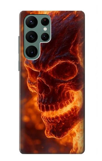 S4062 火の頭蓋骨 Fire Skull Samsung Galaxy S22 Ultra バックケース、フリップケース・カバー