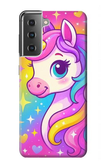 S4057 可愛いユニコーンの漫画 Cute Unicorn Cartoon Samsung Galaxy S21 Plus 5G, Galaxy S21+ 5G バックケース、フリップケース・カバー