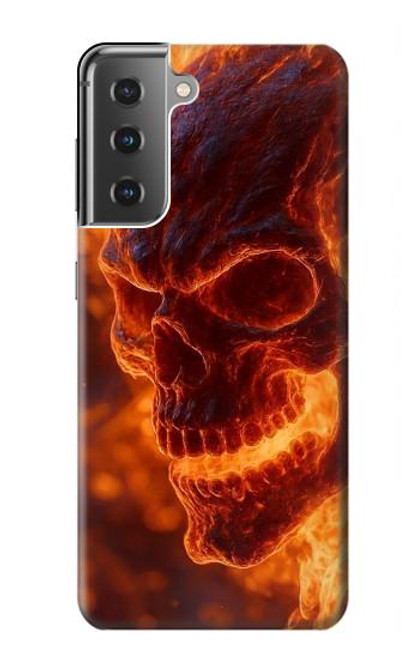 S4062 火の頭蓋骨 Fire Skull Samsung Galaxy S21 Plus 5G, Galaxy S21+ 5G バックケース、フリップケース・カバー
