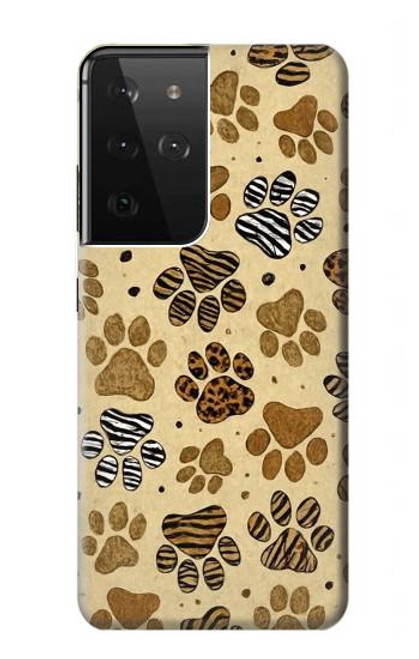 S4032 野生動物の足跡 Wild Animal Paw Foot Print Samsung Galaxy S21 Ultra 5G バックケース、フリップケース・カバー