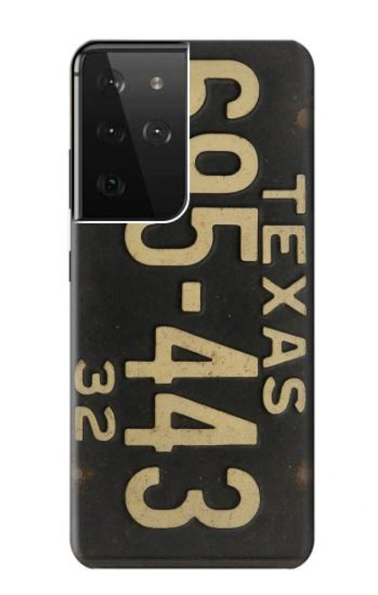 S4061 ヴィンテージテキサスの車のナンバープレート Vintage Texas Car License Plate Samsung Galaxy S21 Ultra 5G バックケース、フリップケース・カバー