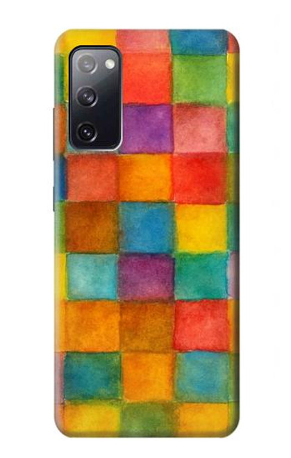 S4077 水彩画 カラフルなチェック柄 Water Color Painting Colorful Check Pattern Samsung Galaxy S20 FE バックケース、フリップケース・カバー