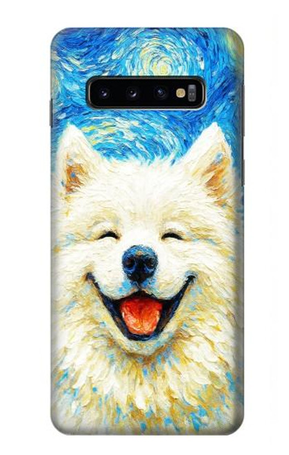 S4064 笑顔の犬 ゴッホの星月夜 Smile Dog Van Gogh Starry Night Samsung Galaxy S10 バックケース、フリップケース・カバー