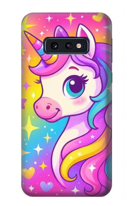 S4057 可愛いユニコーンの漫画 Cute Unicorn Cartoon Samsung Galaxy S10e バックケース、フリップケース・カバー