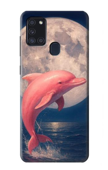 S4045 イルカの月夜 Dolphin Moon Night Samsung Galaxy A21s バックケース、フリップケース・カバー