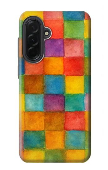 S4077 水彩画 カラフルなチェック柄 Water Color Painting Colorful Check Pattern Samsung Galaxy A36 バックケース、フリップケース・カバー